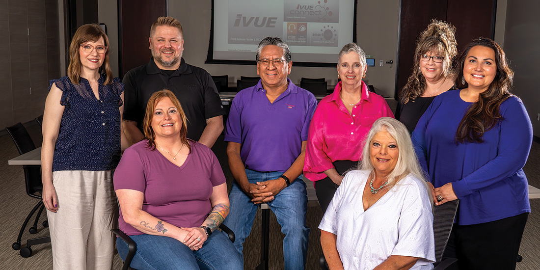 CoServ Enterprise Application Team (L to R): Cristal Hilliard, IT Manager Enterprise Applications, Jonathan Thomson, Business Analyst, Jennifer Hunter, Business Analyst, Tony Arias, Business Analyst, Mell Craddock, Business Analyst, Melissa Walker, Business Analyst, Marie Dixon, Project Manager, Alexis Brazier, Business Analyst.