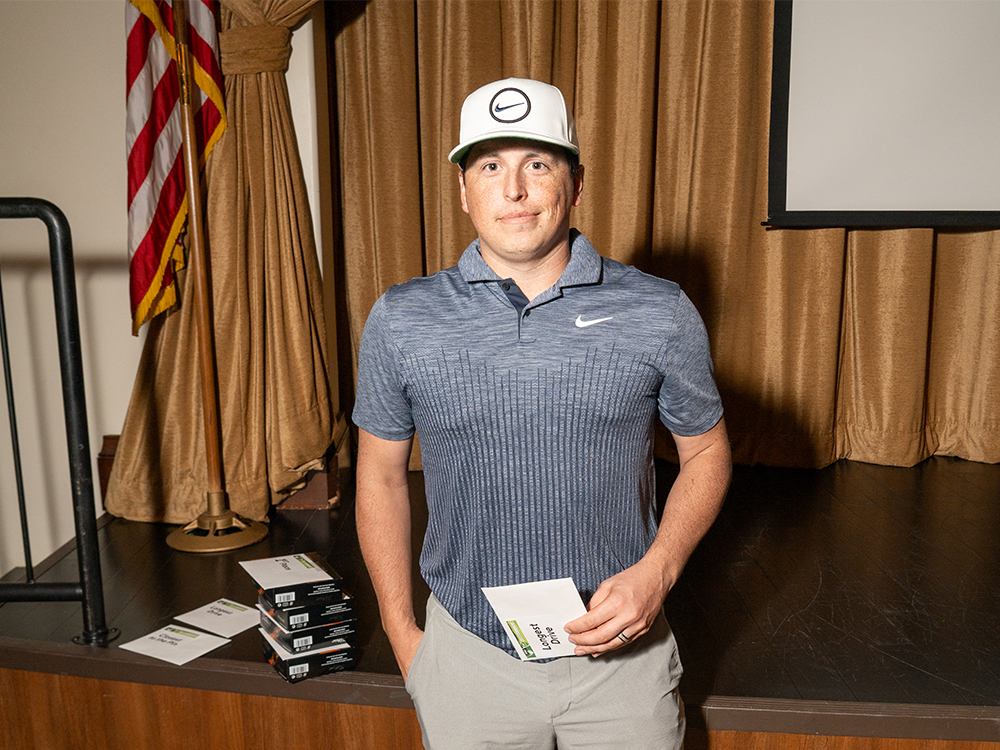 2024 CoServ Charitable Foundation Golf Tournament at Wildhorse Golf Club in Denton. South Course Longest Drive Winner Ryan Zimmer.