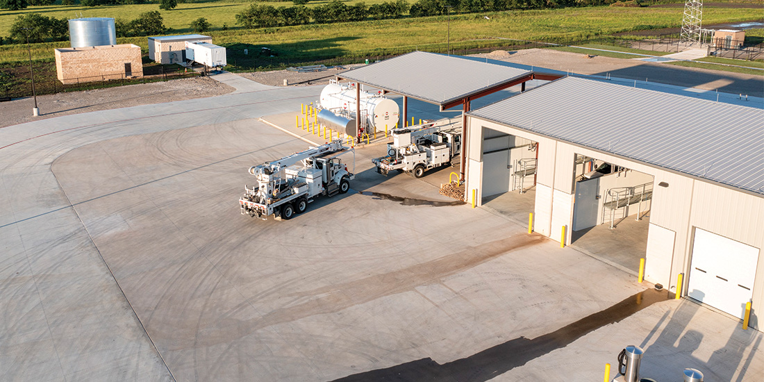 CoServ’s new Krum Fleet Service Center features repair bays, wash bays and fueling centers. Photos by KEN OLTMANN