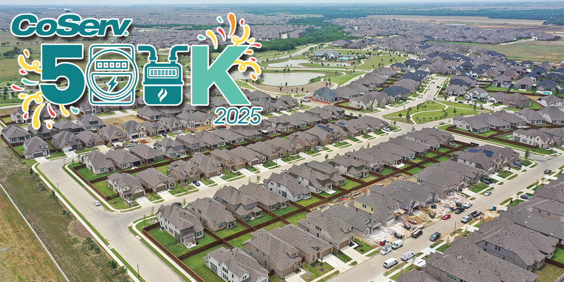 Aerial view of Sandbrook Ranch, a neighborhood in Aubrey that added hundreds of new electric meters to CoServ. Photos by KEN OLTMANN