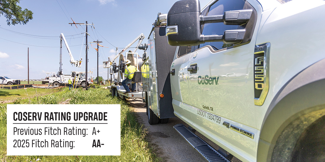 Linemen pulling wire for new 3-phase service in Aubrey. Photos by Ken Oltmann/CoServ